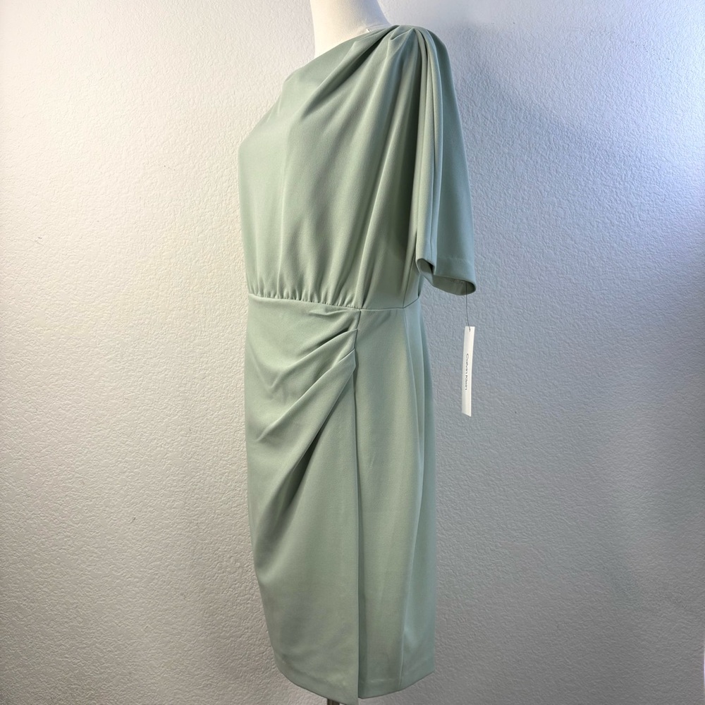✨Calvin Klein Sage Green Draped Sheath Dress Size 10 NWT ✨ - Picture 3 of 11